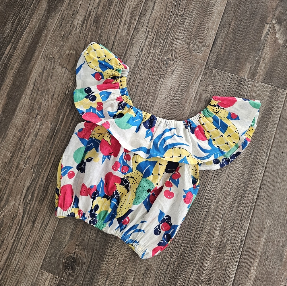 Retro Vintage Fruit Print Cotton Top